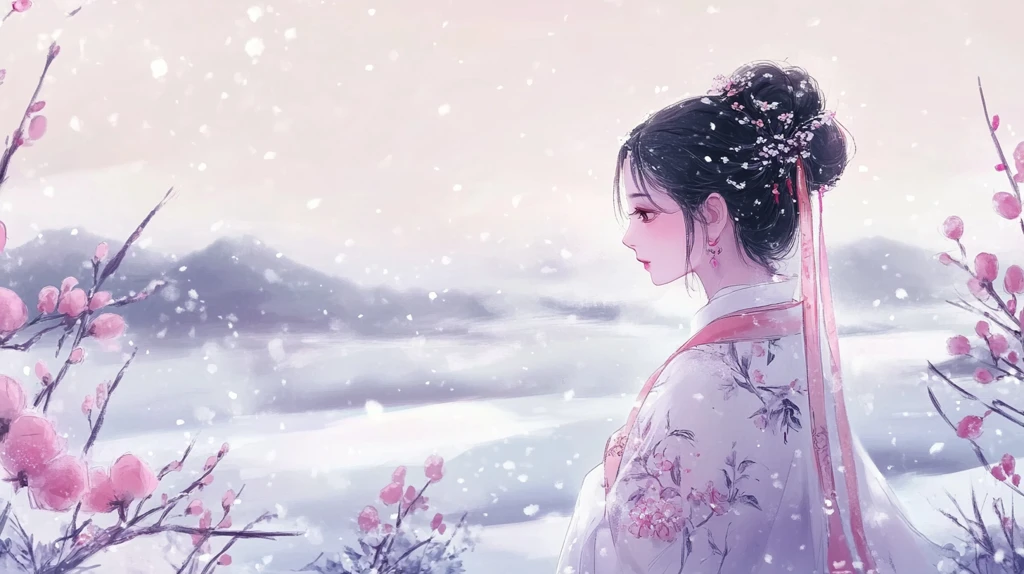 小说封面插画寒梅傲雪