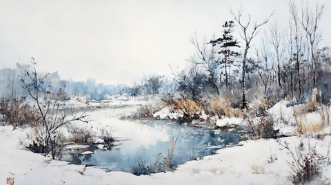 电脑油画冬天不冻河