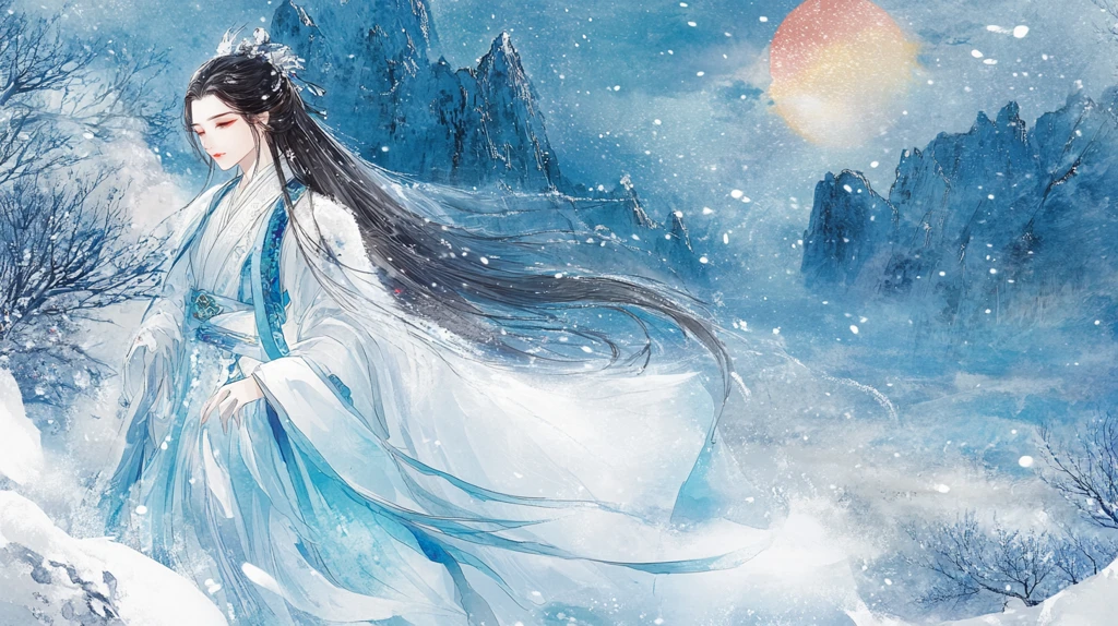 小说封面插画寒梅傲雪