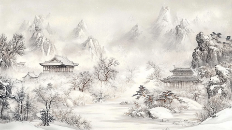 粉彩雪景图