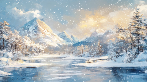 电脑油画冬天不冻河