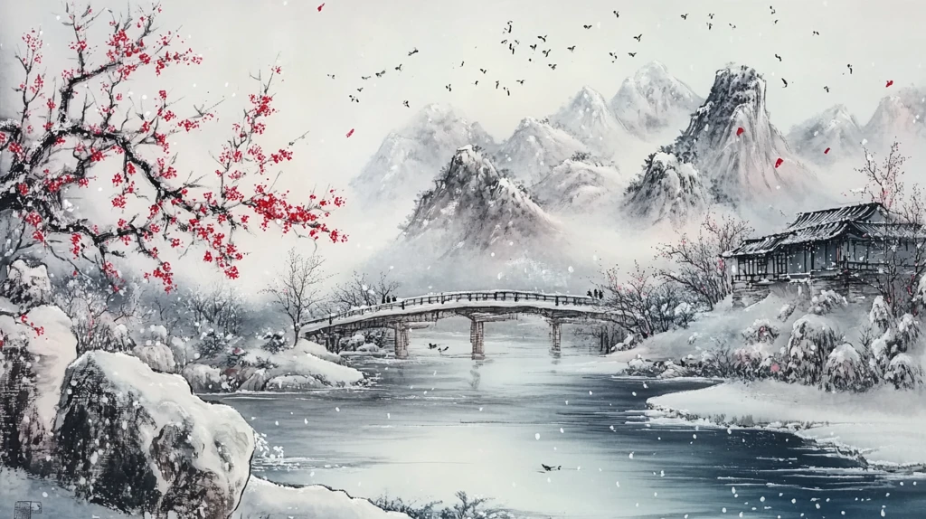 雪景山水画