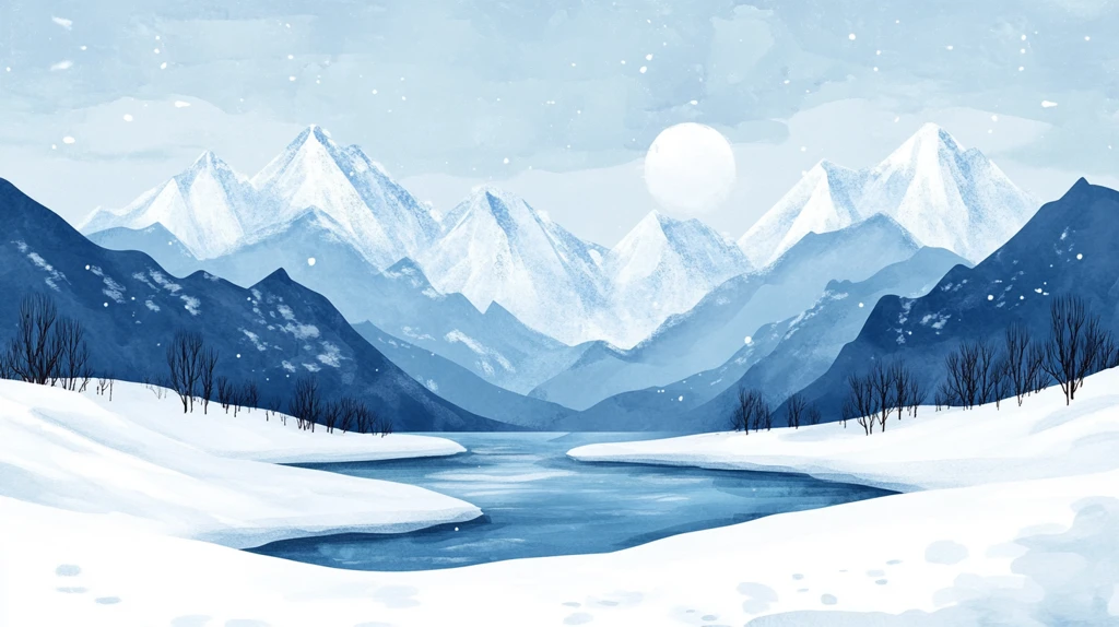 冬日山川风景插画