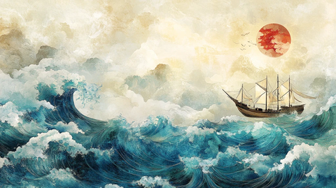 乘风破浪包装插画