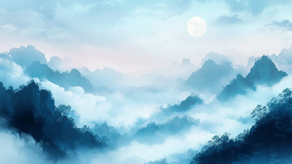 写意仙境云雾山水画