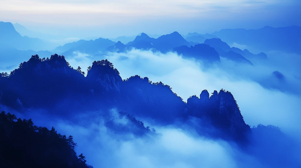 雾漫群峰图片素材下载