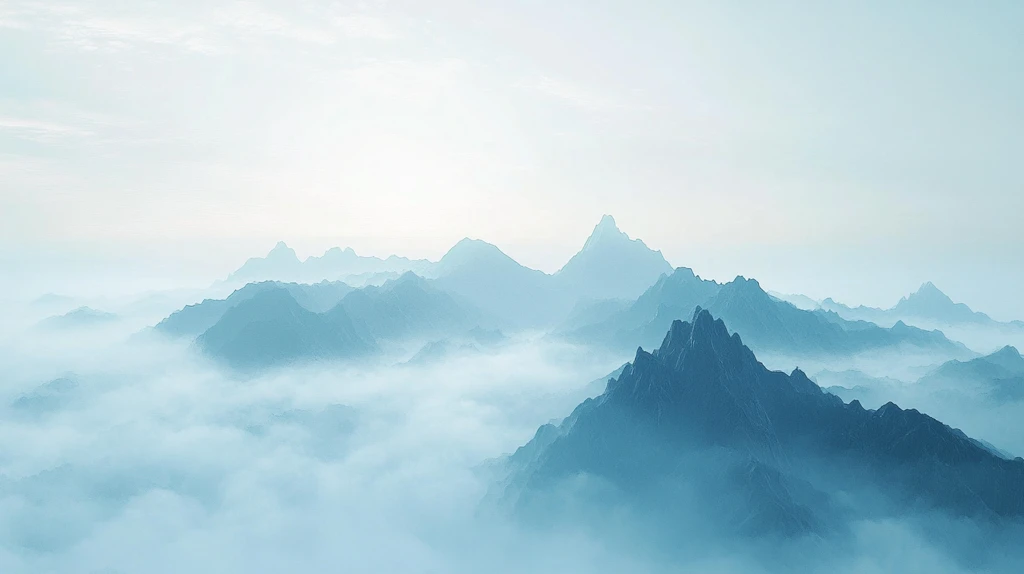 墨韵禅意山峰云雾意境