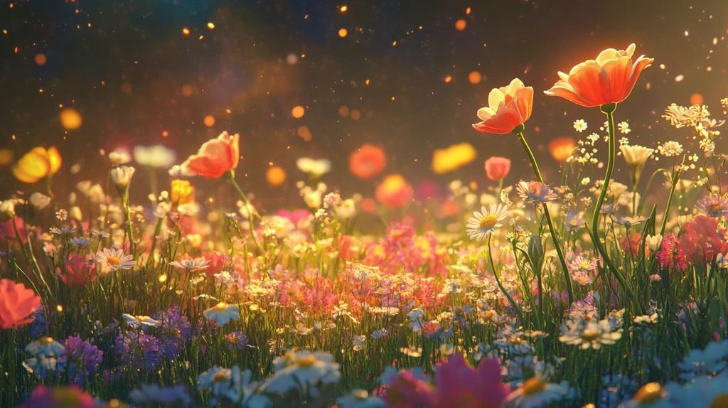 唯美梦幻花田场景