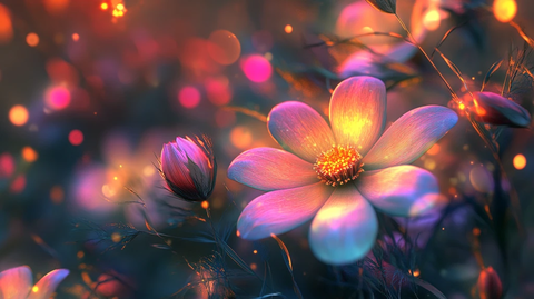 绚丽光点光线星光花朵