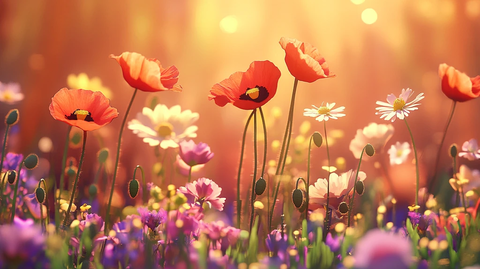 唯美梦幻花田场景