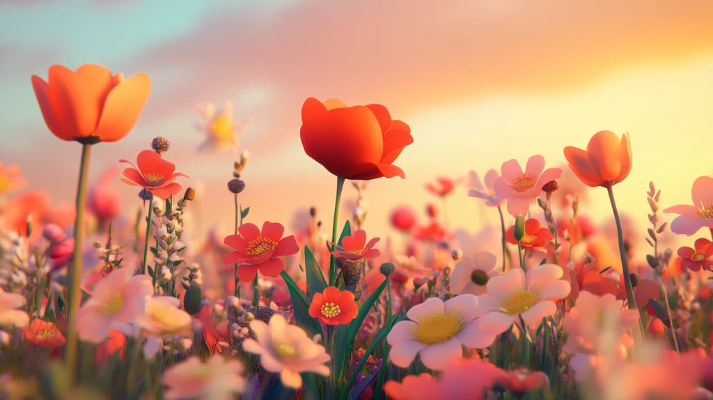 唯美梦幻花田场景