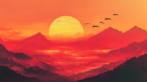 插画红日