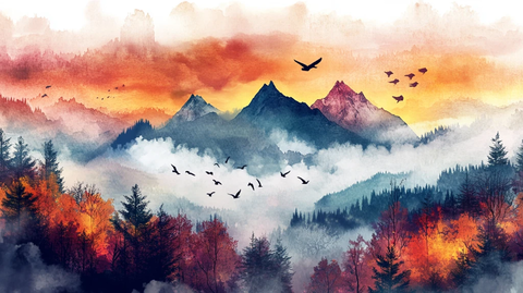 唯美意境彩墨山水