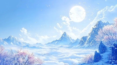 天界晓钟风景插画