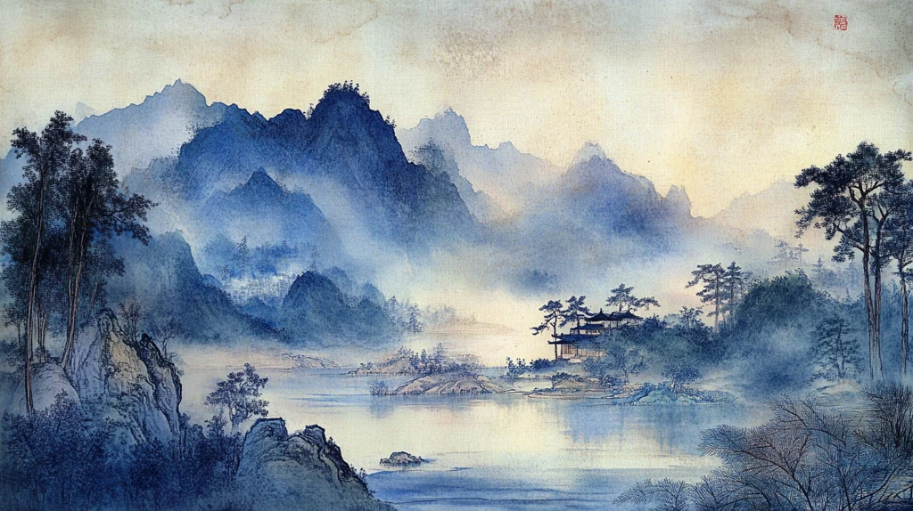 蓝调山水画