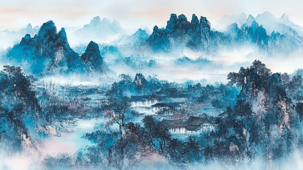 写意仙境云雾山水画