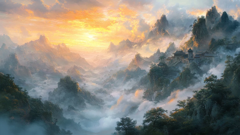 云雾缭绕仙山梦境