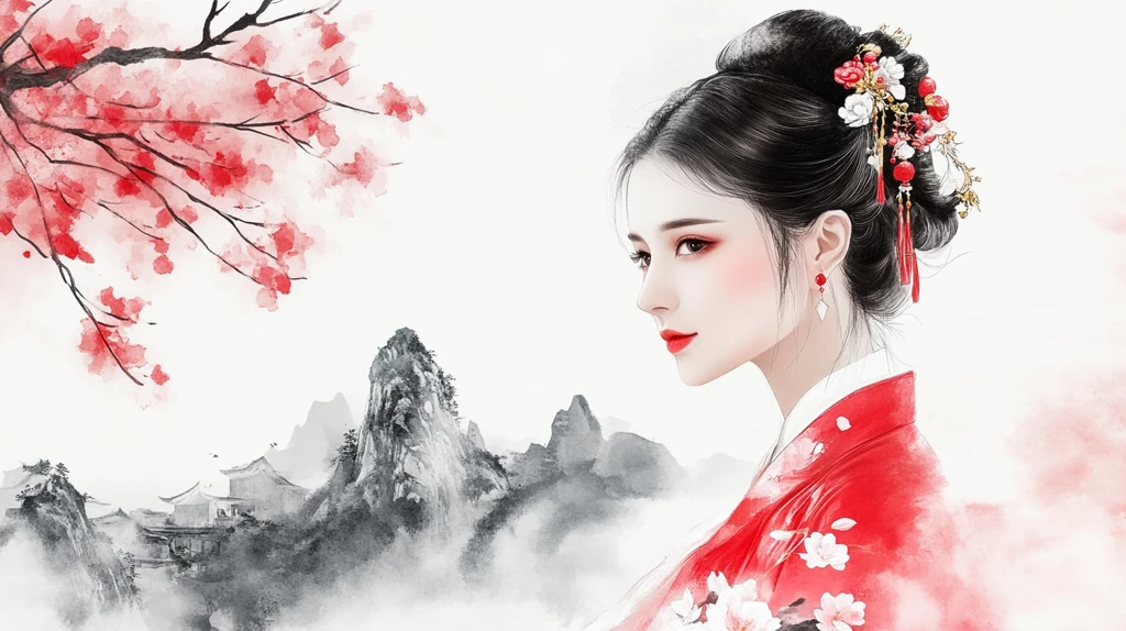 红衣少女设计古风