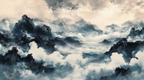 水墨数字画泼墨山水