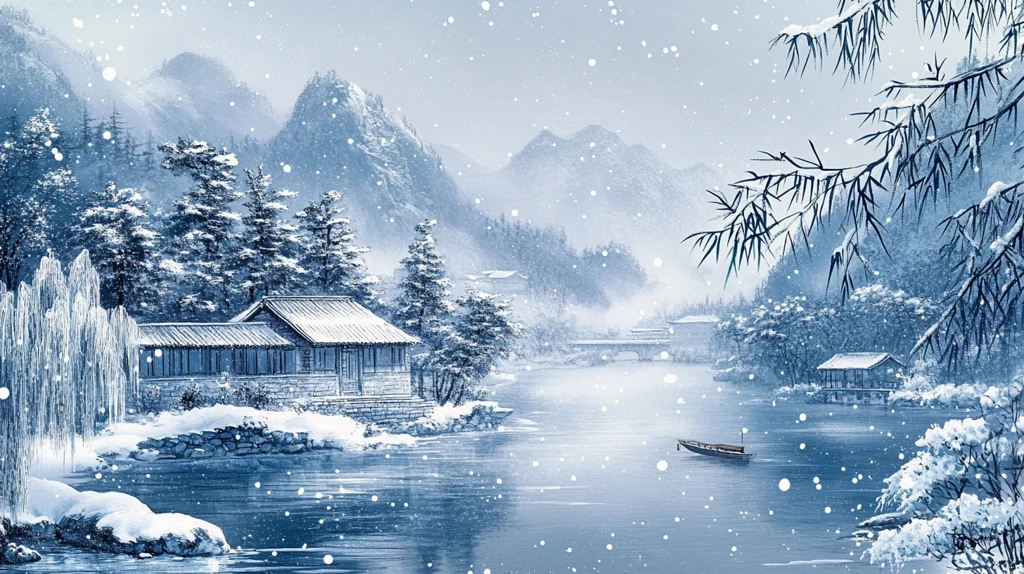 雪景山水插画