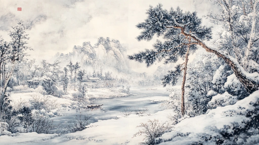 山水画雪景