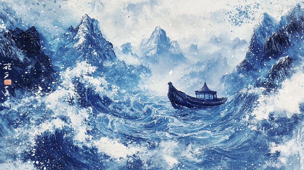 古风海浪包装插画