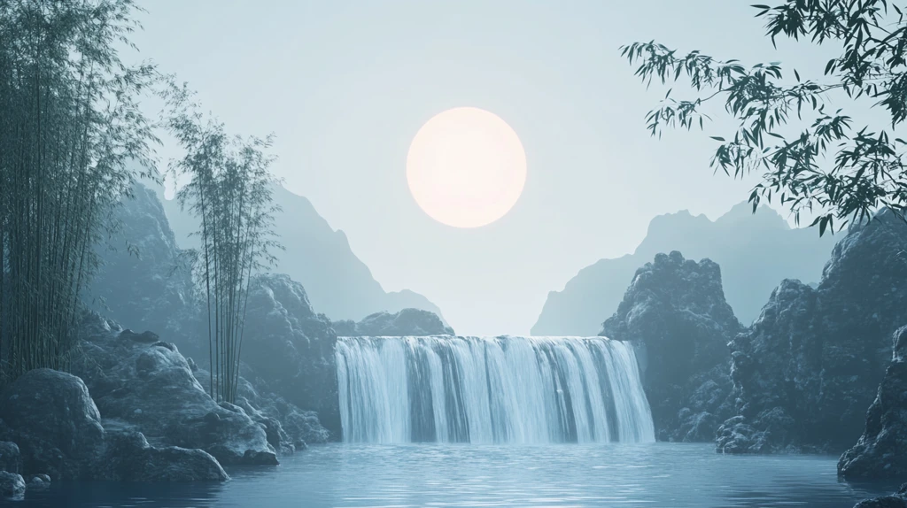 新中式山水瀑布