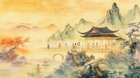 新中式楼阁皇宫山水