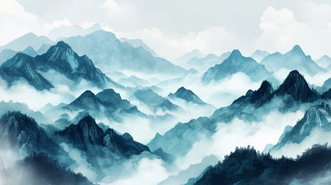 意境水墨群山晕染