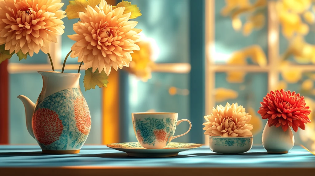 秋天鲜花盛开布景软装