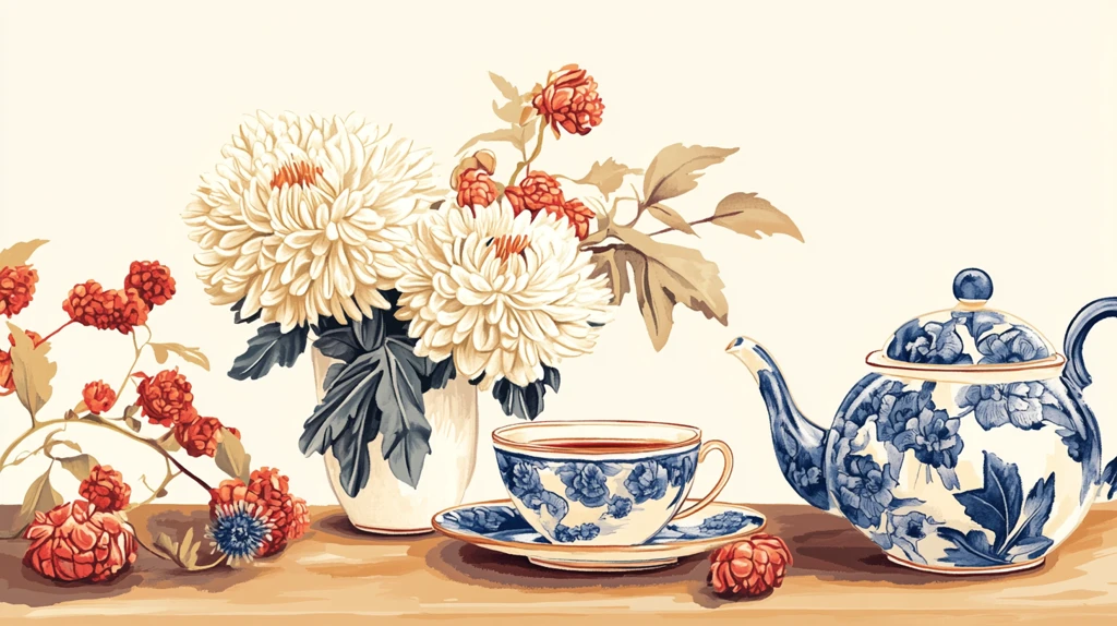 菊花茶插画
