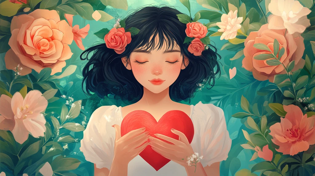 情人节女孩插画背景