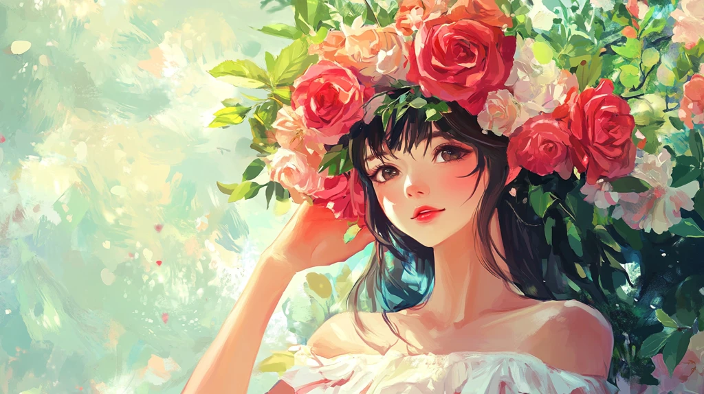 唯美少女与花系列