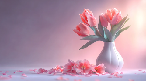 粉红郁金香花束