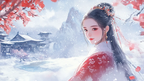 红衣少女设计古风