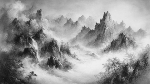 意境巨幅水墨山