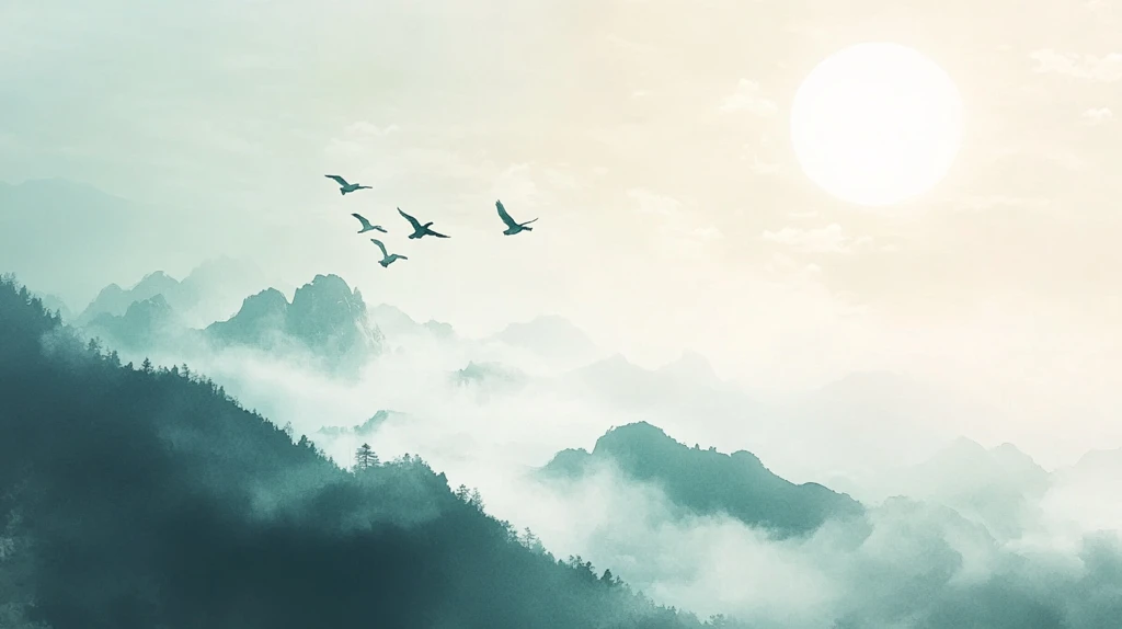 山水飞鸟意境山水