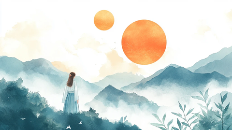 看日出插画