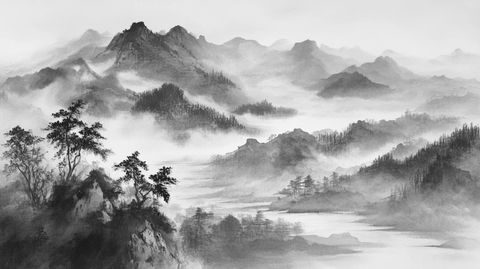 烟墨意境山水画