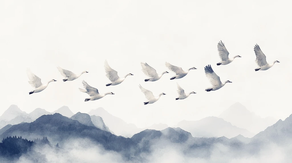 仙鹤新中式山水画