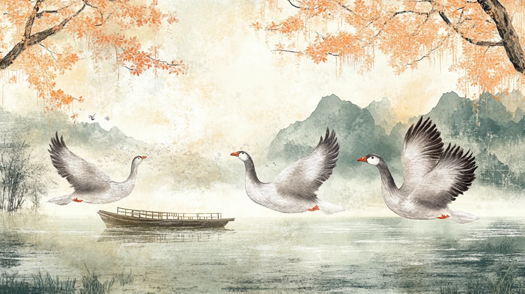 仙鹤古风山水画