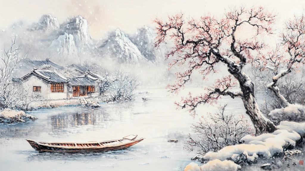 雪景山水画