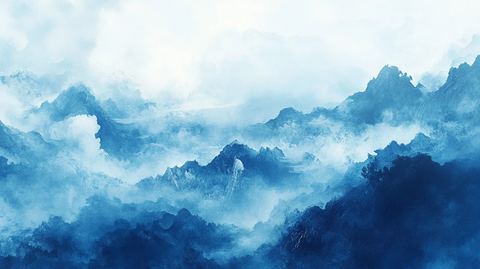 墨韵禅意山峰云雾意境