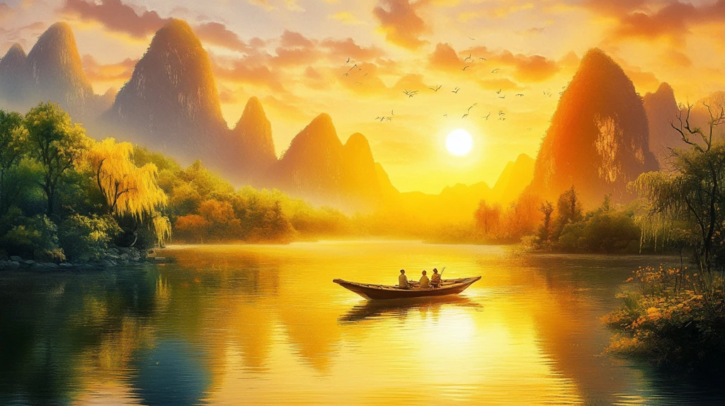 大幅高清山水日出