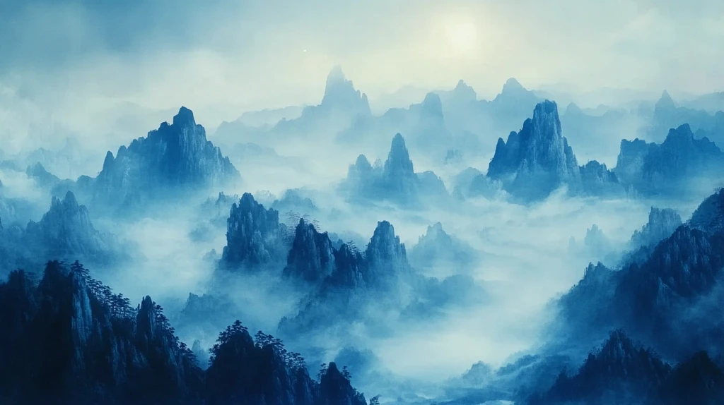 雾漫群峰图片素材下载