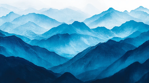 蓝调水墨群山