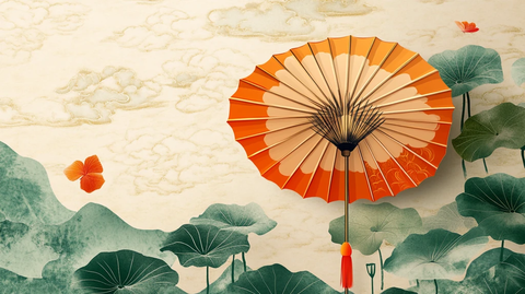 新中式折扇插画