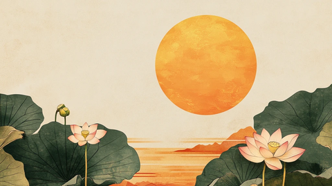 古风中秋荷花插画