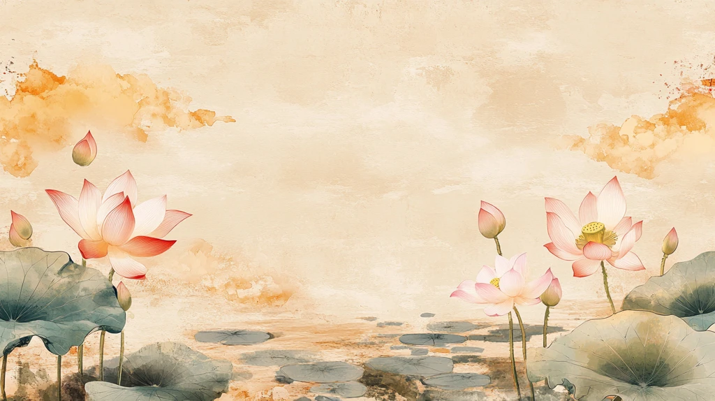 古风荷花复古背景