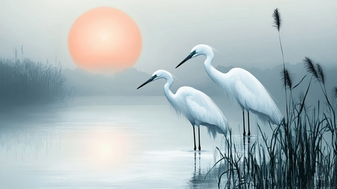 白鹭水鸟客厅背景画